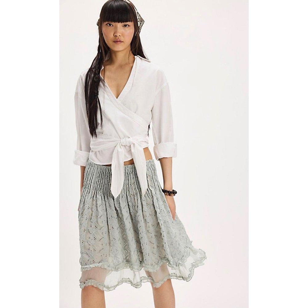 Free People Free People Sanderson Midi Skirt XS Sky Gray / Blue Gray